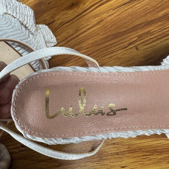 Lulus Platform Heel Women Size 8.5 Lilsa White Bow Platform Ankle Strap Bride - Picture 3 of 9